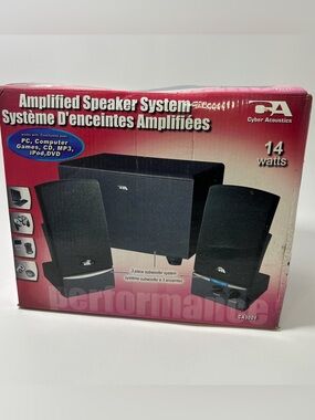Cyber Acoustics CA-3001 Powered Speaker System Wired 14W Computer Gaming Black